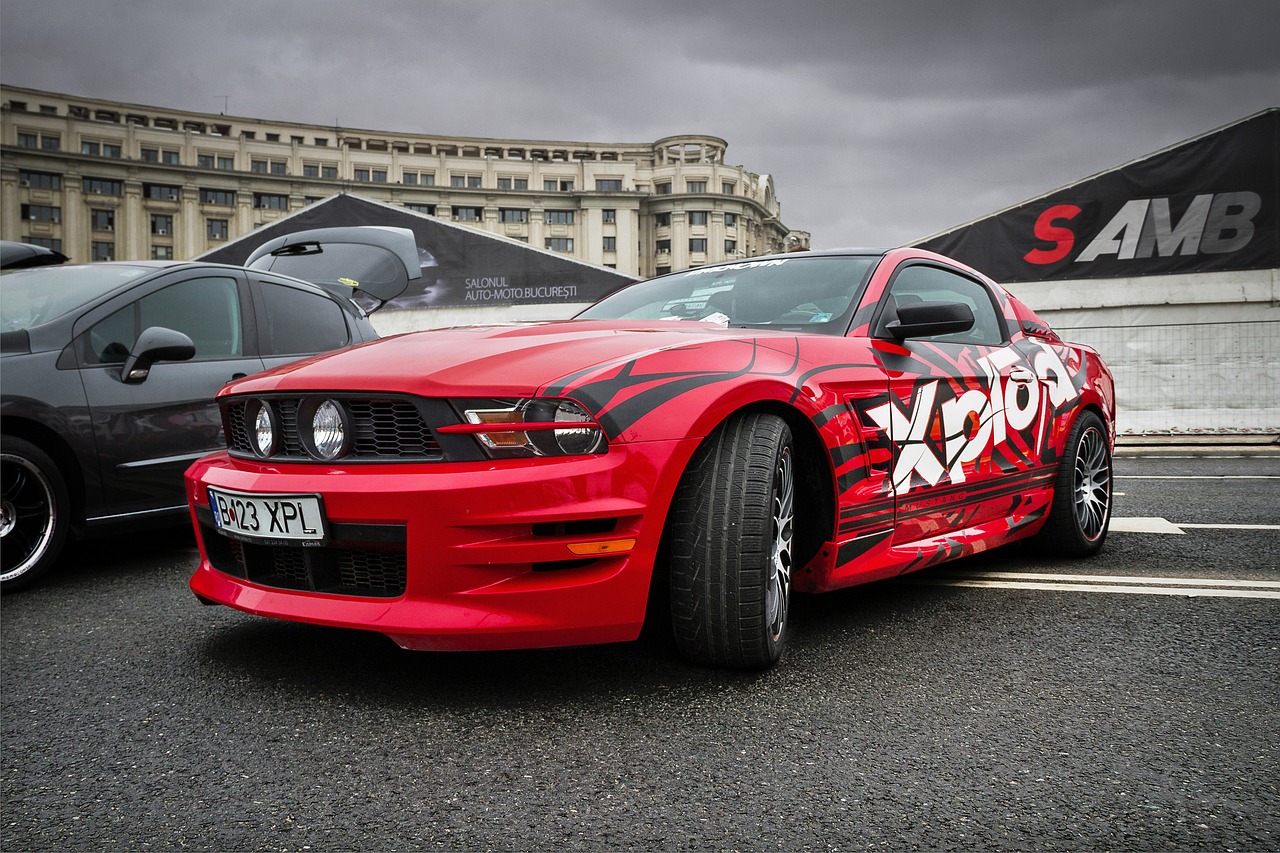 Ford mustang with large livery